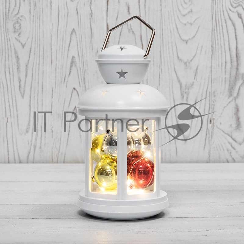 Декоративный фонарь Neon-night с шариками 12х12х20,6 см, белый корпус, теплый белый цвет свечения