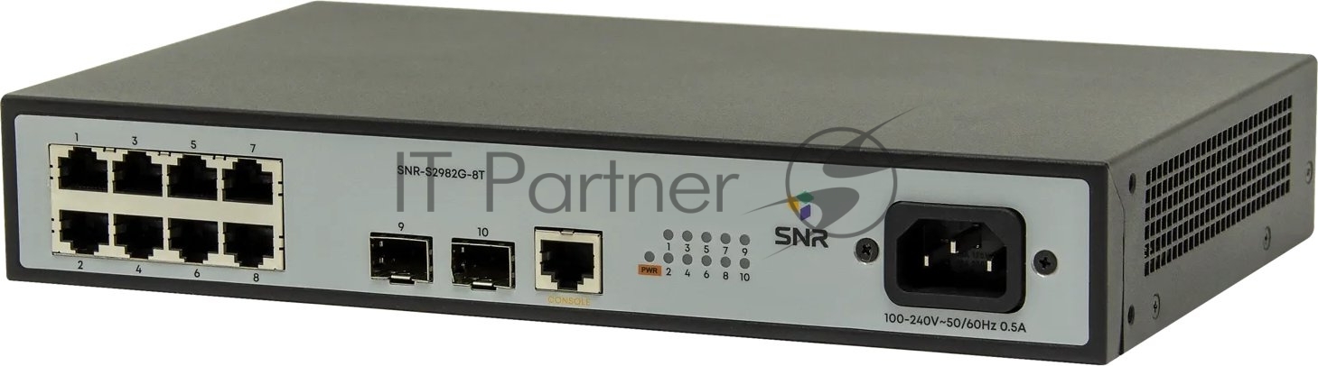Коммутатор SNR SNR-S2982G-8T, 8×1 Гбит/с + 2×1 Гбит/с SFP, управляемый