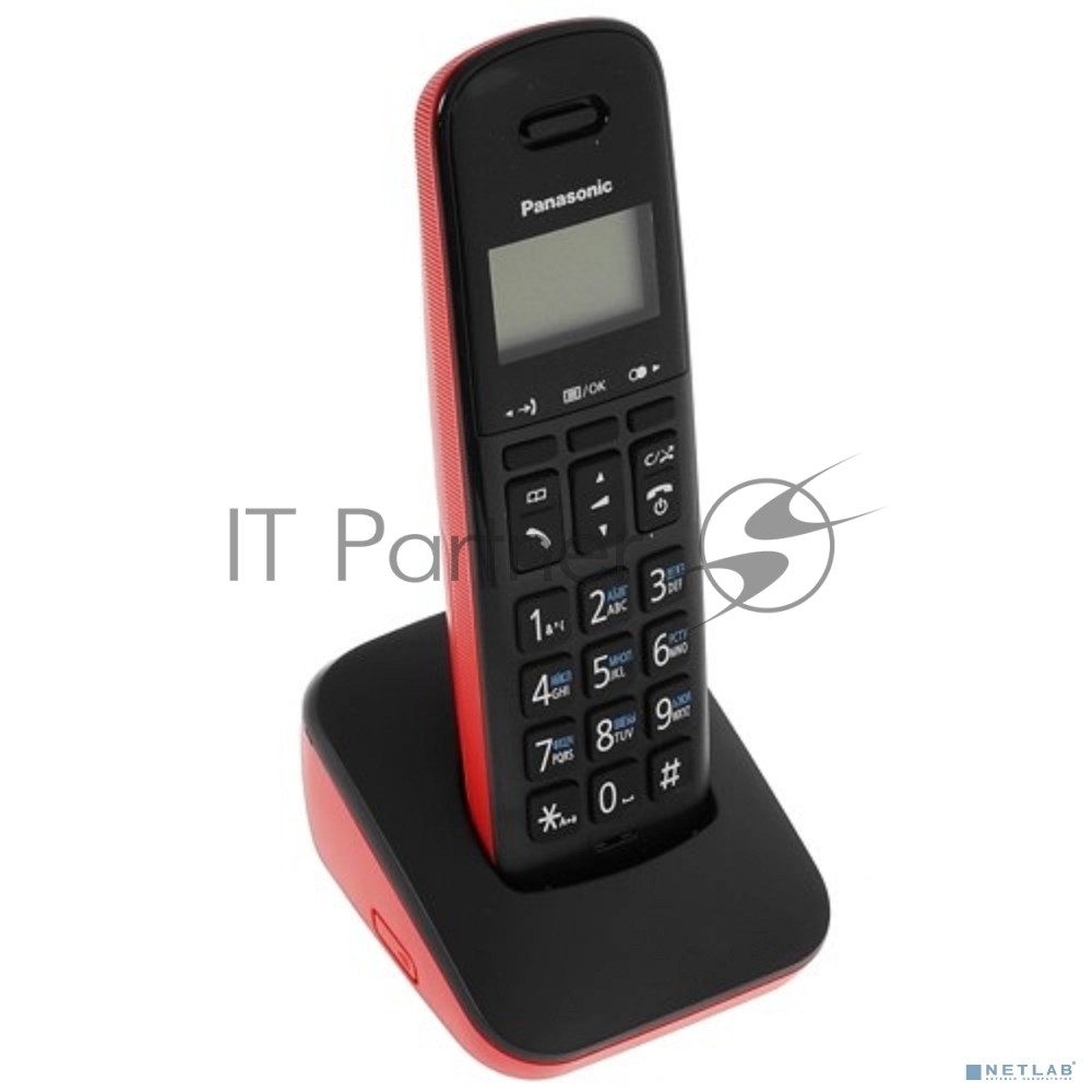 Телефон беспроводной (DECT) Panasonic KX-TGb610RUR, Монохромный, АОН, черный/красный