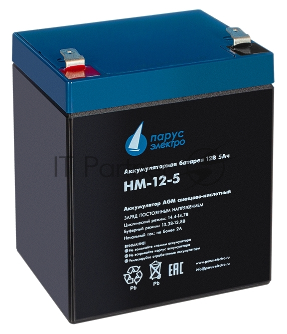 Батарея для ИБП Парус электро - HM-12-5, 5А/ч, 12В, Internal, Faston F2 (T2), HM-12-5