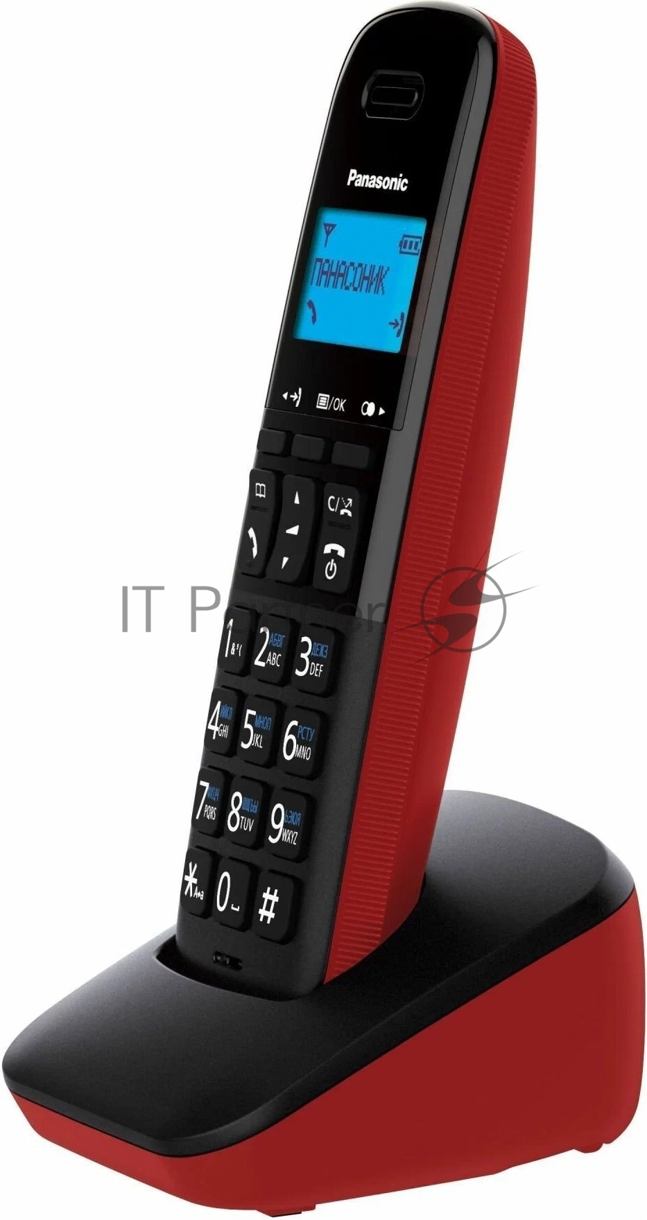 Телефон беспроводной (DECT) Panasonic KX-TGb610RUR, Монохромный, АОН, черный/красный