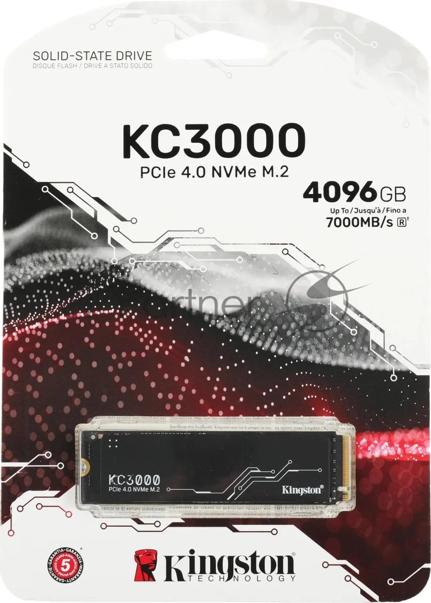 Накопитель SSD Kingston KC3000, 4Tb, PCIe 4.0 x4, M.2 2280, NVMe, R/W 7000/7000, с радиатором
