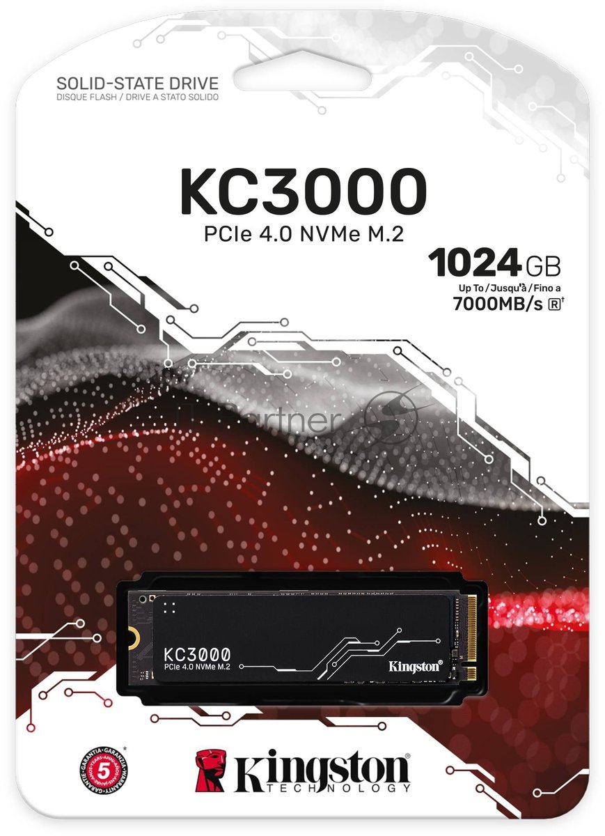 SSD Kingston KC3000 SKC3000S/1024G, 1024ГБ, M.2, PCIe 4.0 NVMe, 7000/6000 МБ/с