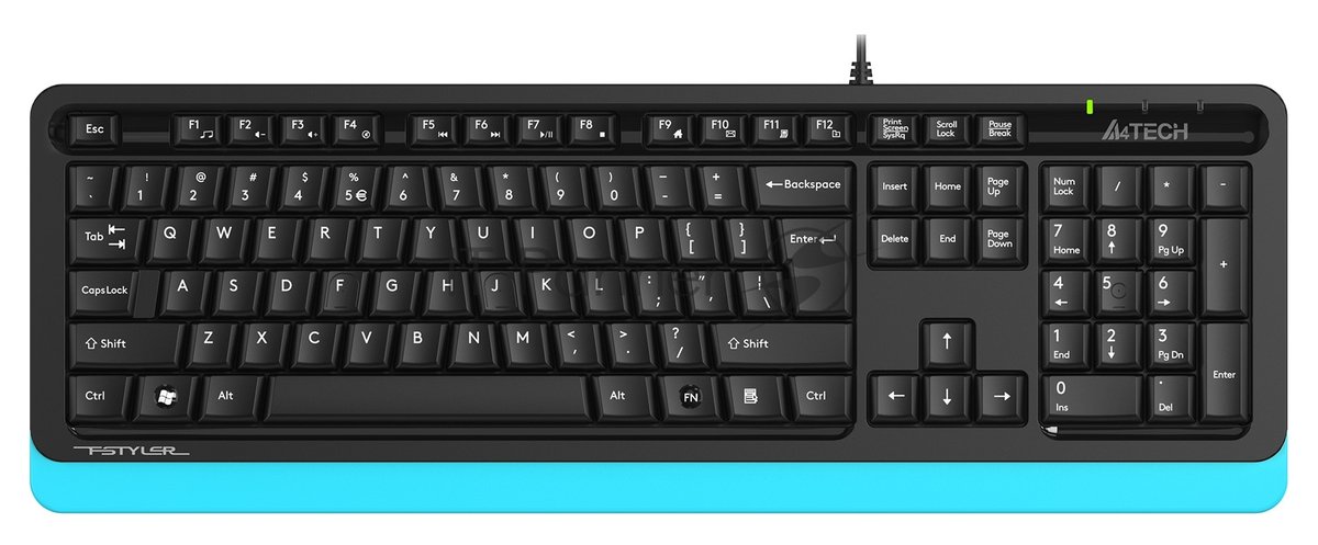 Клавиатура проводная A4Tech Fstyler FKS10, USB, черный/синий