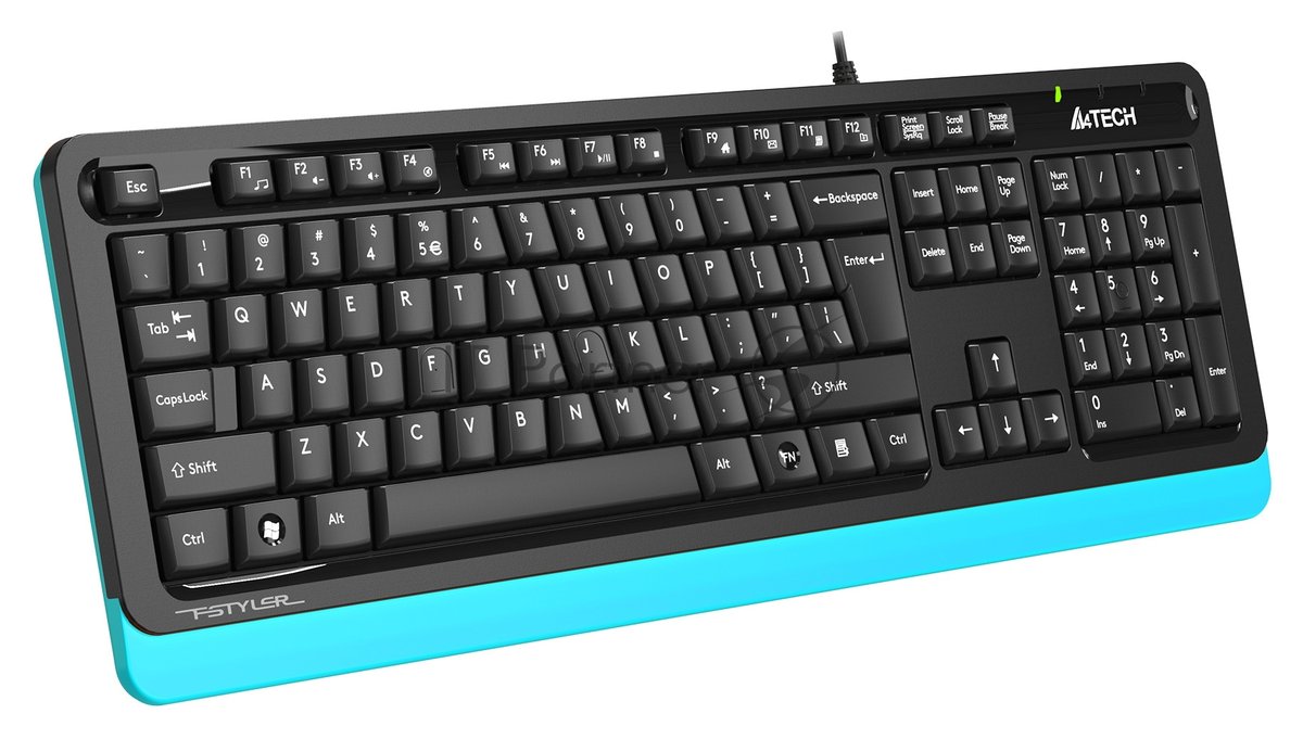 Клавиатура проводная A4Tech Fstyler FKS10, USB, черный/синий