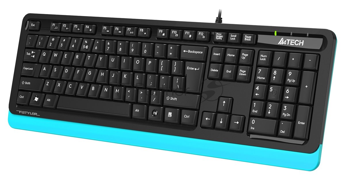 Клавиатура проводная A4Tech Fstyler FKS10, USB, черный/синий