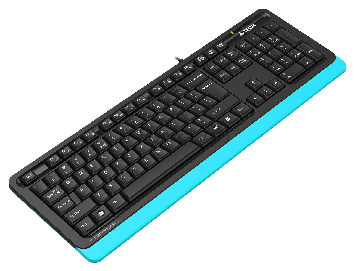 Клавиатура проводная A4Tech Fstyler FKS10, USB, черный/синий