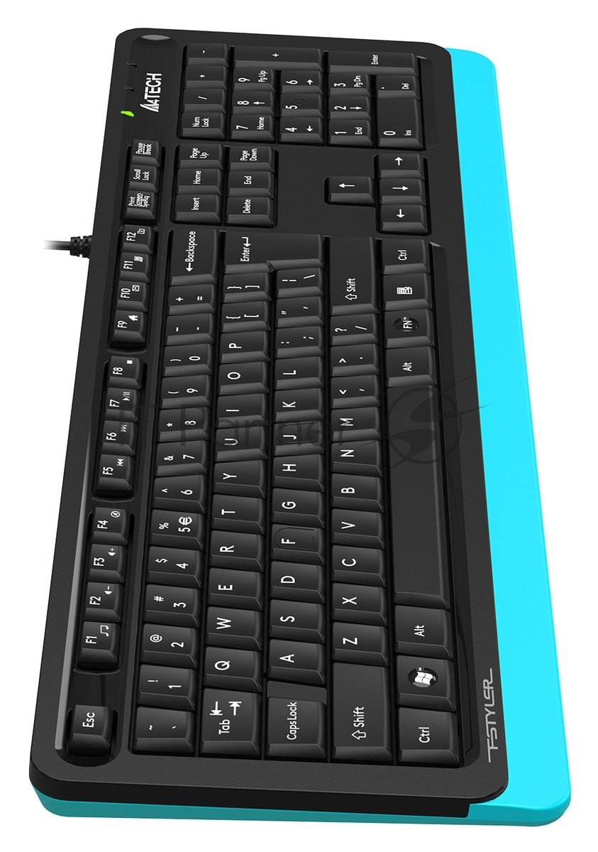 Клавиатура проводная A4Tech Fstyler FKS10, USB, черный/синий