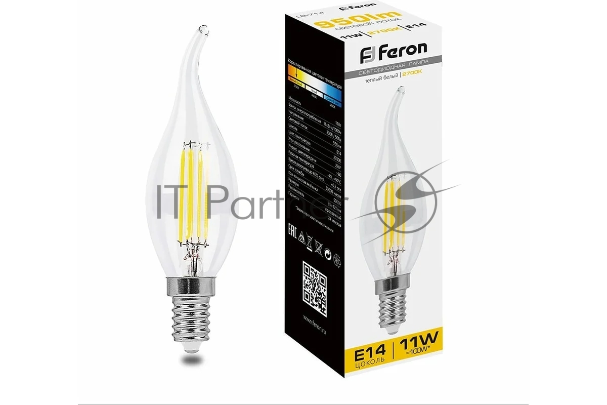 Лампа светодиодная Feron LB-714 11W 230V E14 2700K прозрачная