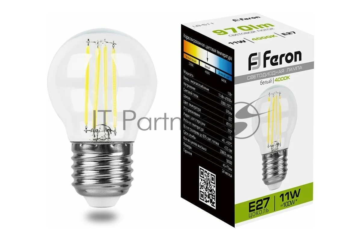 Лампа светодиодная Feron LB-511 11W 230V E27 4000K прозрачная