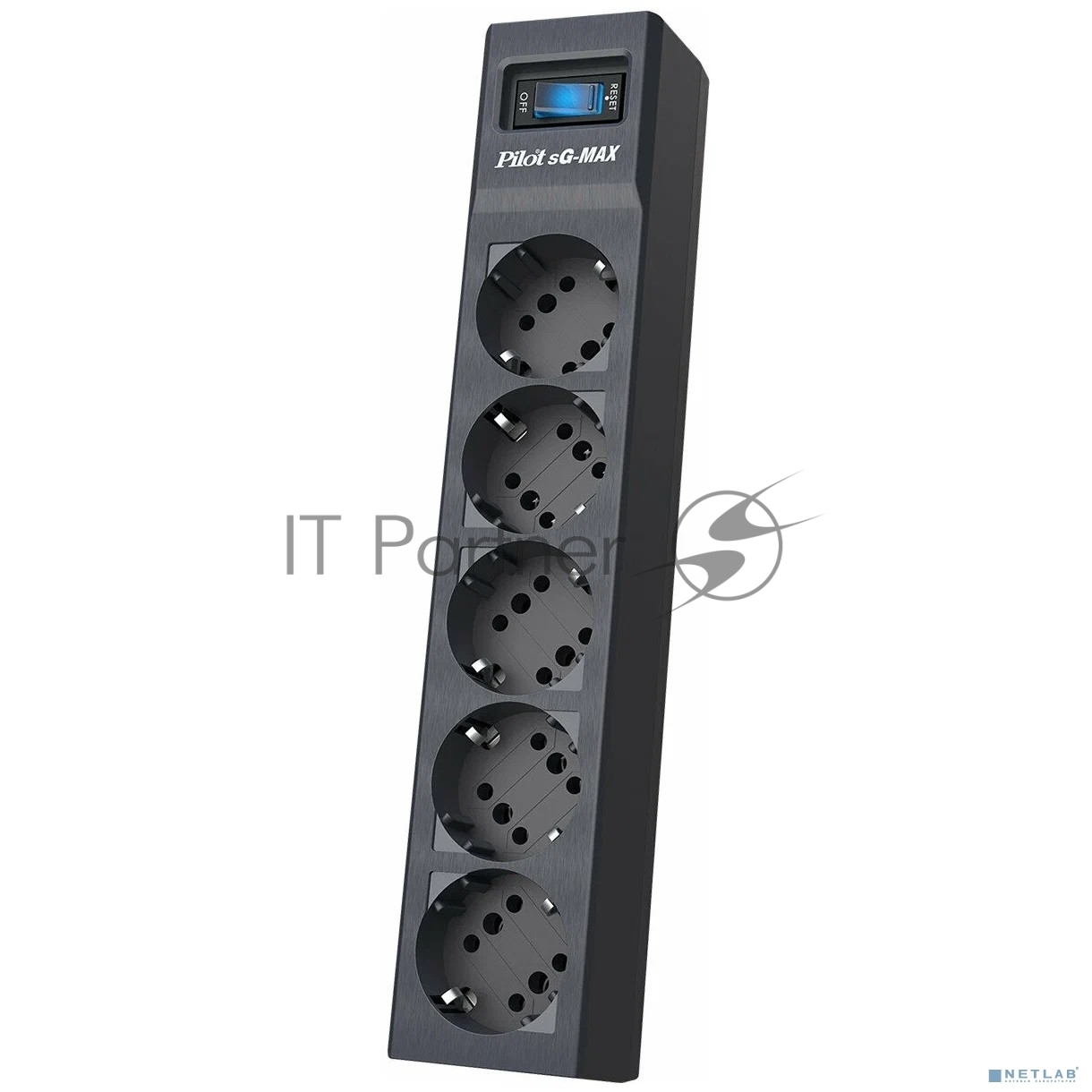 Сетевой фильтр Pilot sG-Max 5 outlets (GP), 15А/3.3 kVt, automatic circuit-breaker, 1.8 m, gfaphite