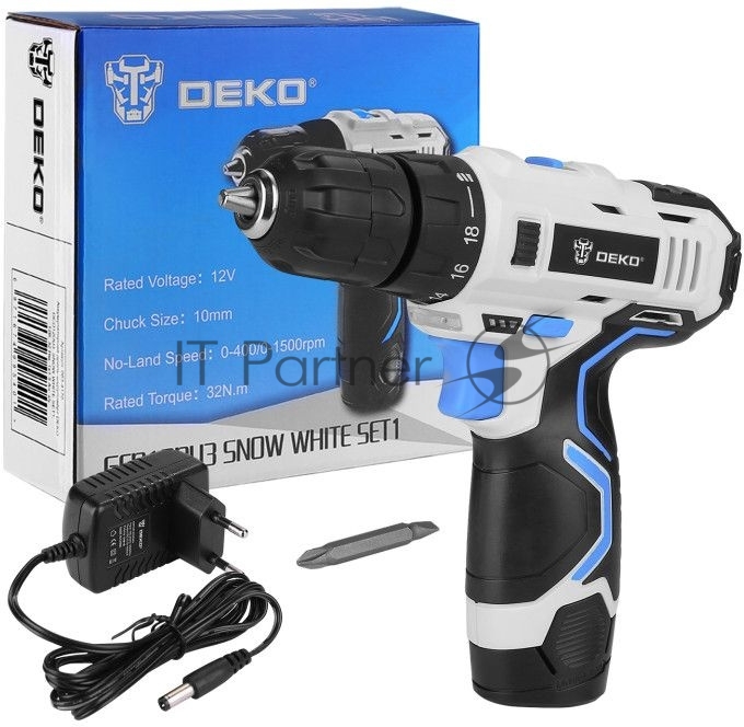 Дрель-шуруповерт Deko GCD12DU3, 12 В, 1.5 Ач, 32 Нм, щеточный