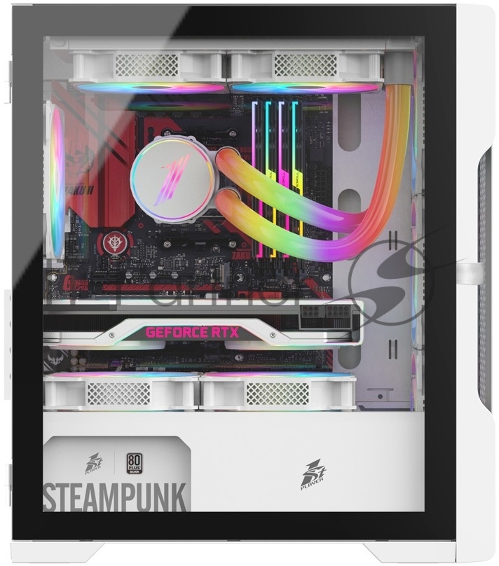 Компьютерный корпус 1STPLAYER TRILOBITE T3 белый/mATX, TG/4x 120мм LED fans inc./T3-WH-4F1-W