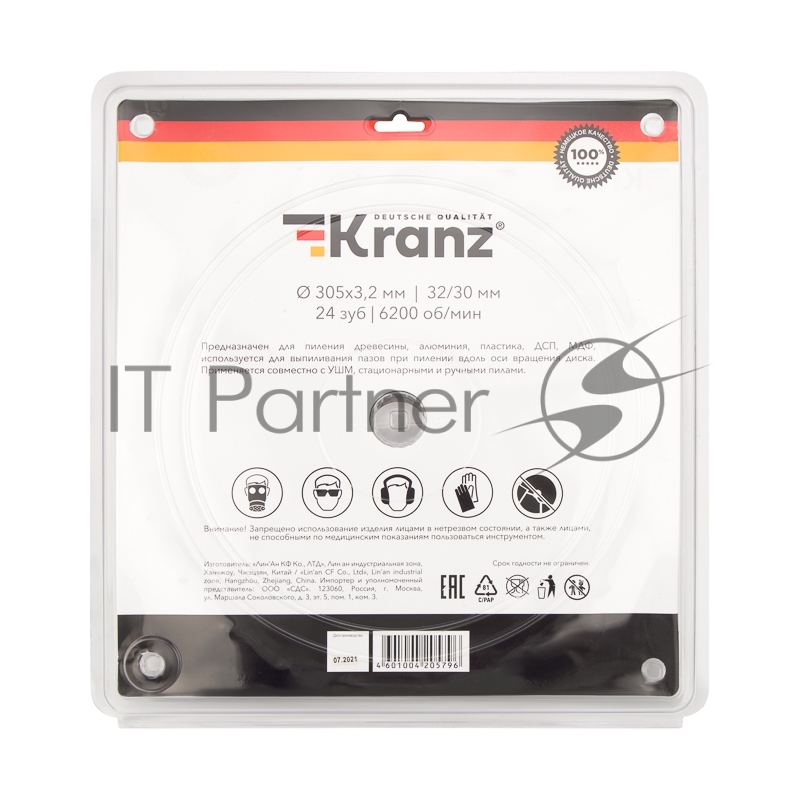 Диск пильный Kranz 305 мм х 24 зуб х 32/30 мм