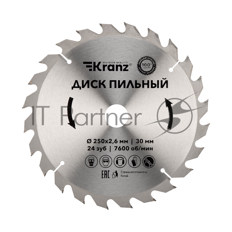 Диск пильный Kranz 250 мм х 24 зуб х 30 мм