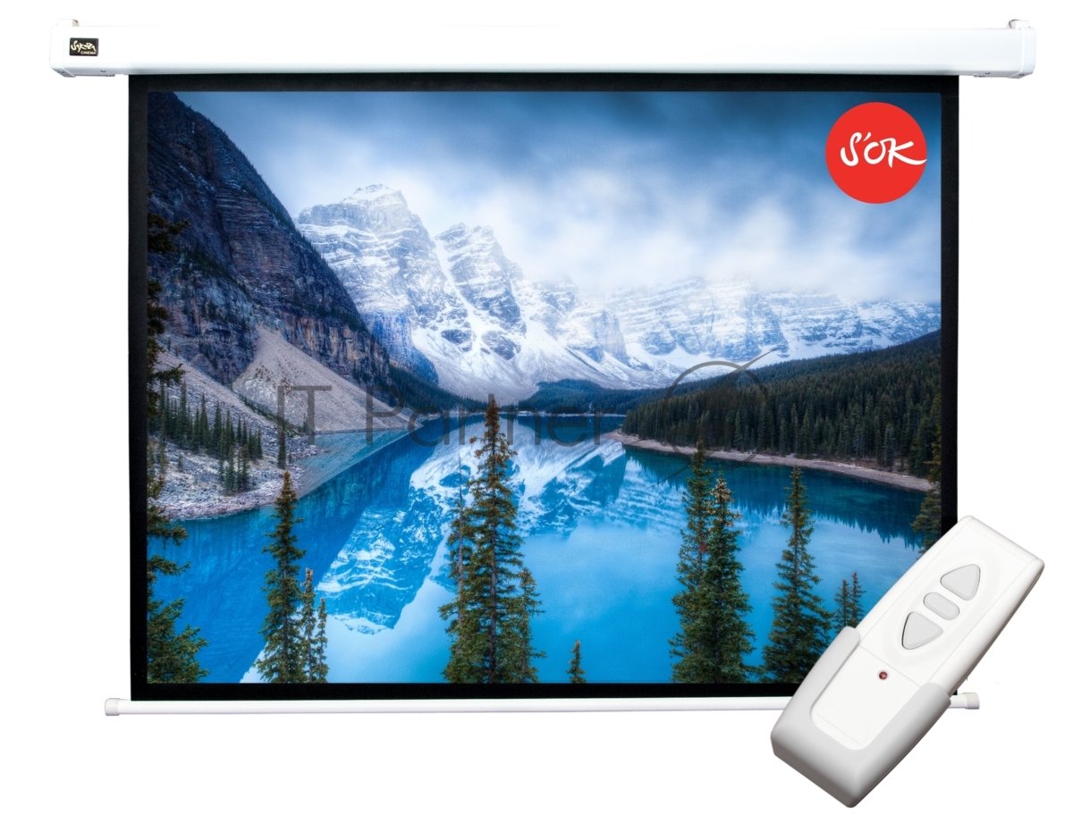 Экран Cinema S'OK SCPSM-200x150-ED60 4:3 настенно-потолочный, моторизованный, 200x150см, белый корпус, экстрадроп 60см