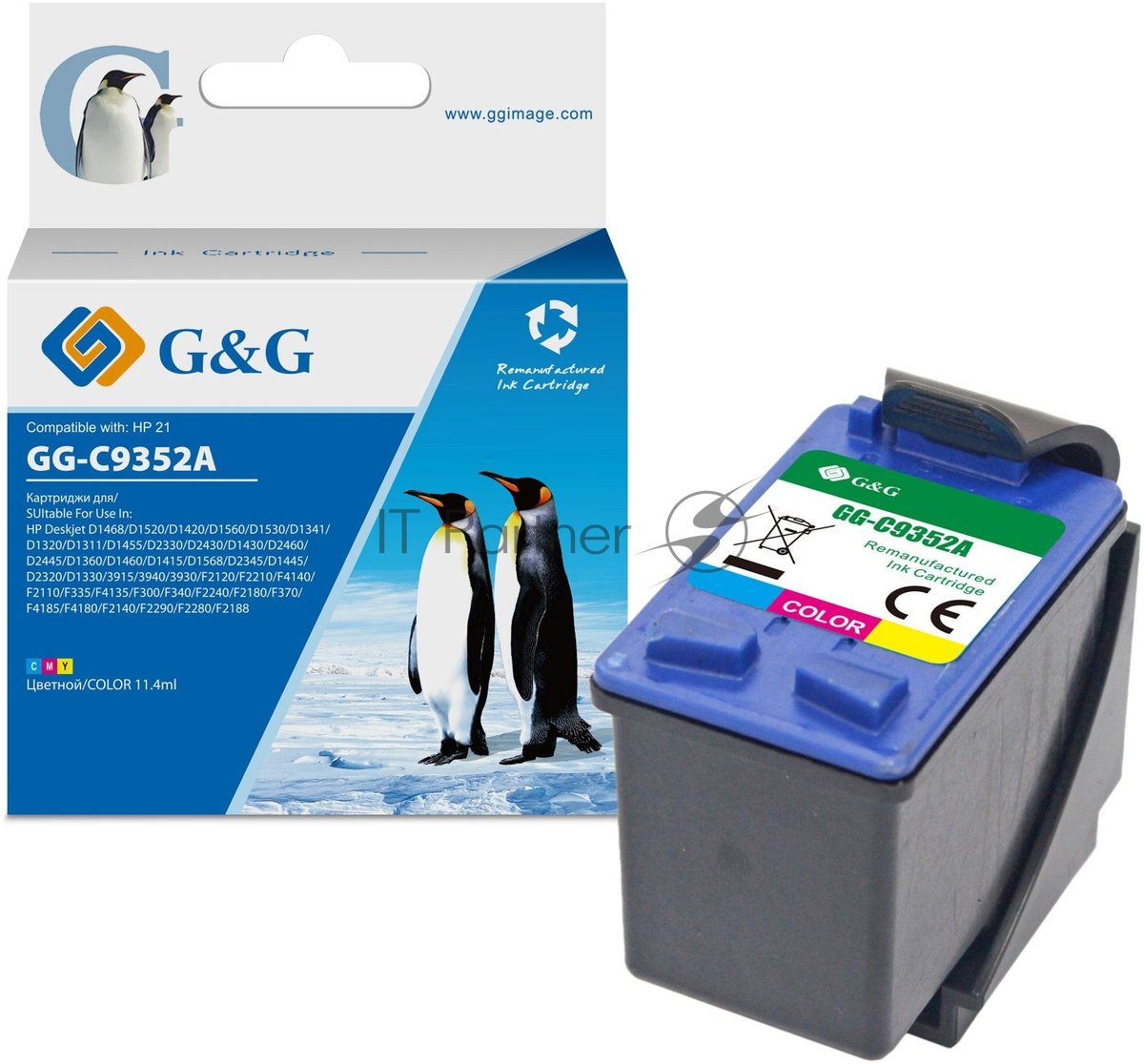 Картридж струйный G&G GG-C9352A многоцветный (11,4 мл) для HP DJ 3920/3940/D1360/D1460/D1470/D1560/D2330/D2360/D2430/D2460/F370/F375/F380/F2180/F2187/F2224/F2280/F2290/F4140/F4172/F4180/F4190