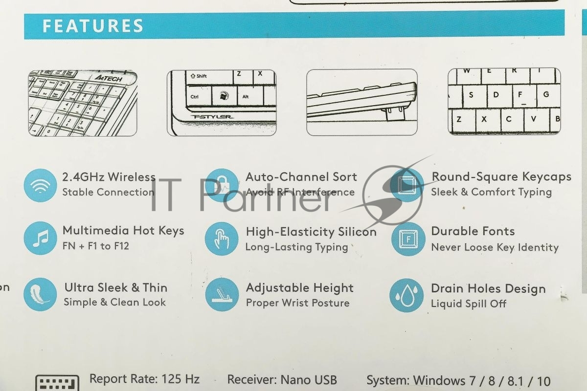 Комплект клавиатура+мышь A4Tech FStyler FG1012 беспроводной, USB, 1200 DPI, черный