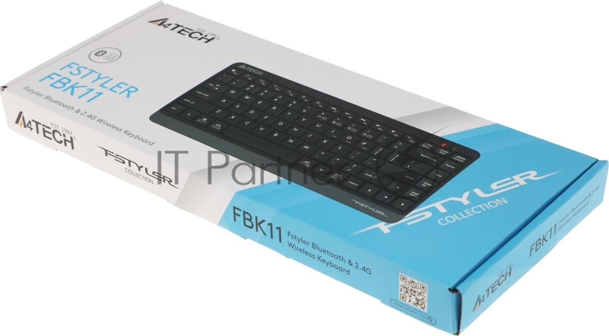 Клавиатура беспроводная A4Tech Fstyler FBK11, USB, Bluetooth/Радиоканал, черный/серый