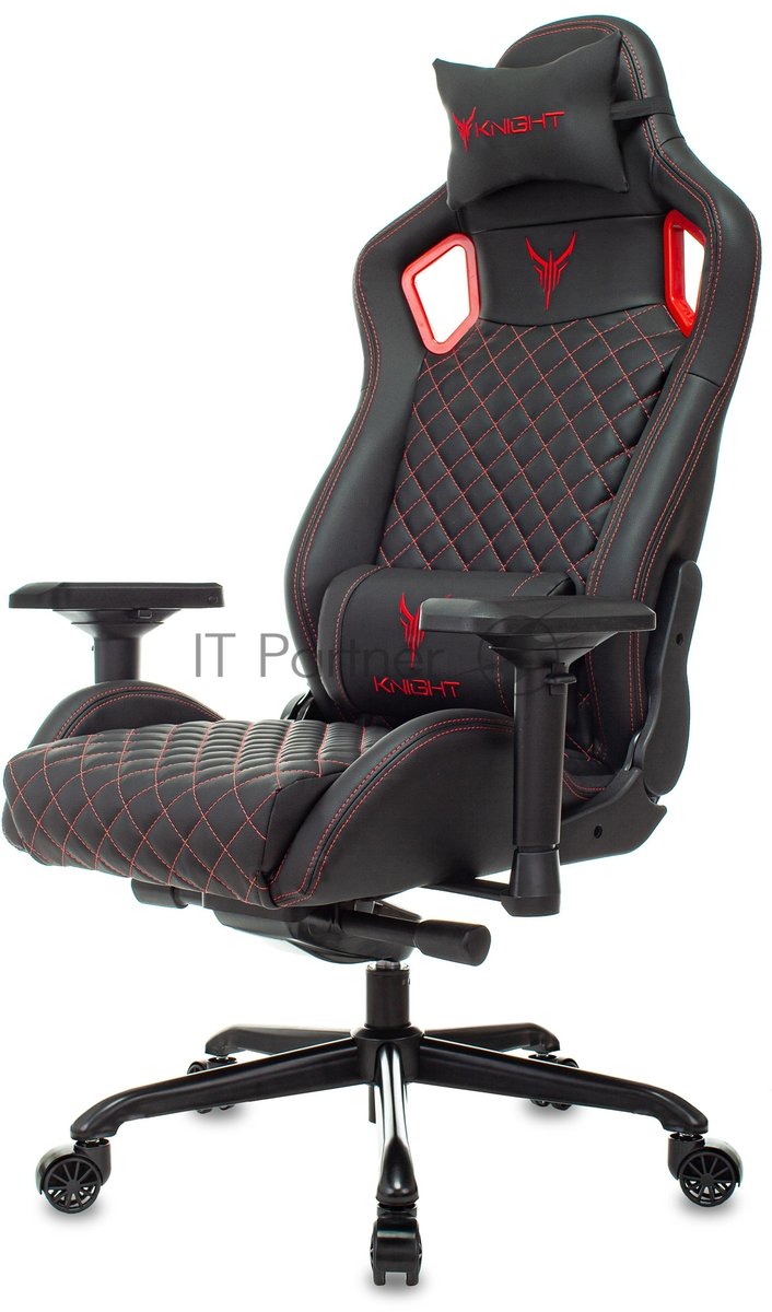 Кресло игровое Knight TITAN черный/красный ромбик эко.кожа с подголов. крестовина металл