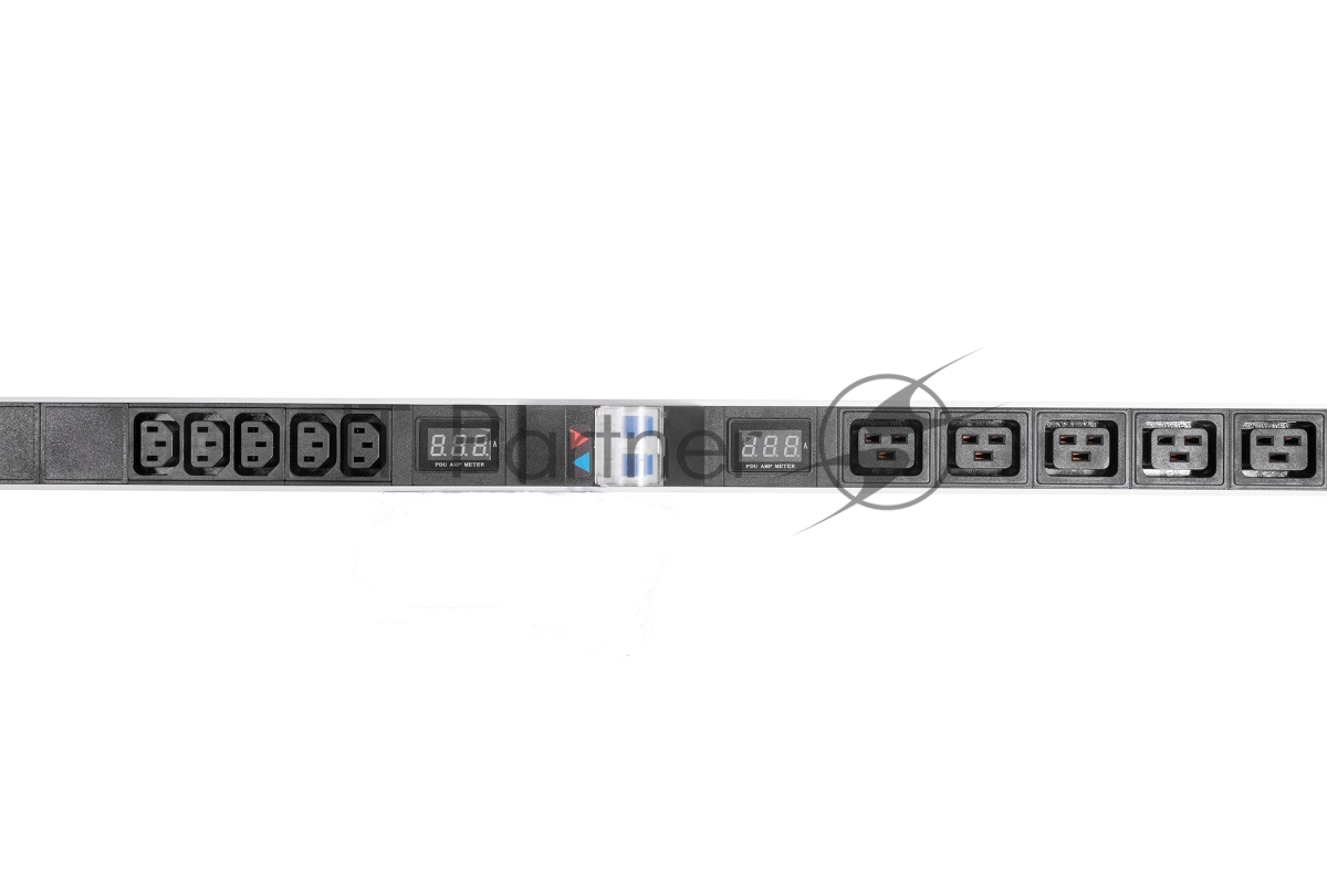 Блок силовых розеток Rem Rem-32, IEC 60320 С13 х 10, IEC 60320 С19 х 5, вход колодка, 19", 1436х45х45 мм (ВхШхГ), 32А, автомат + амперметр, чёрный, 2 
