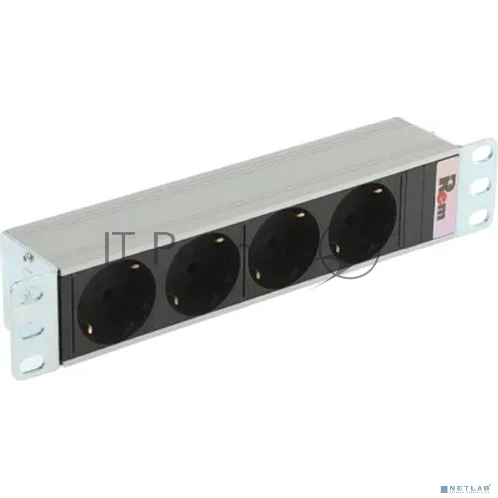 Блок силовых розеток Rem Rem-10, Shuko х 4, вход IEC 320 C14, 10", 45х256х45 мм (ВхШхГ), 10А, без шнура, черный