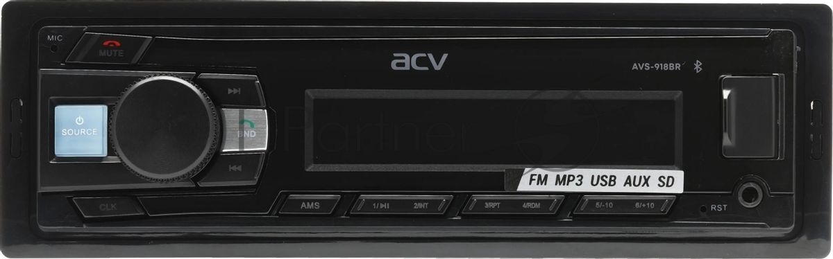 Автомагнитола ACV AVS-918BR, 1 DIN, Bluetooth, USB Type-A, AUX