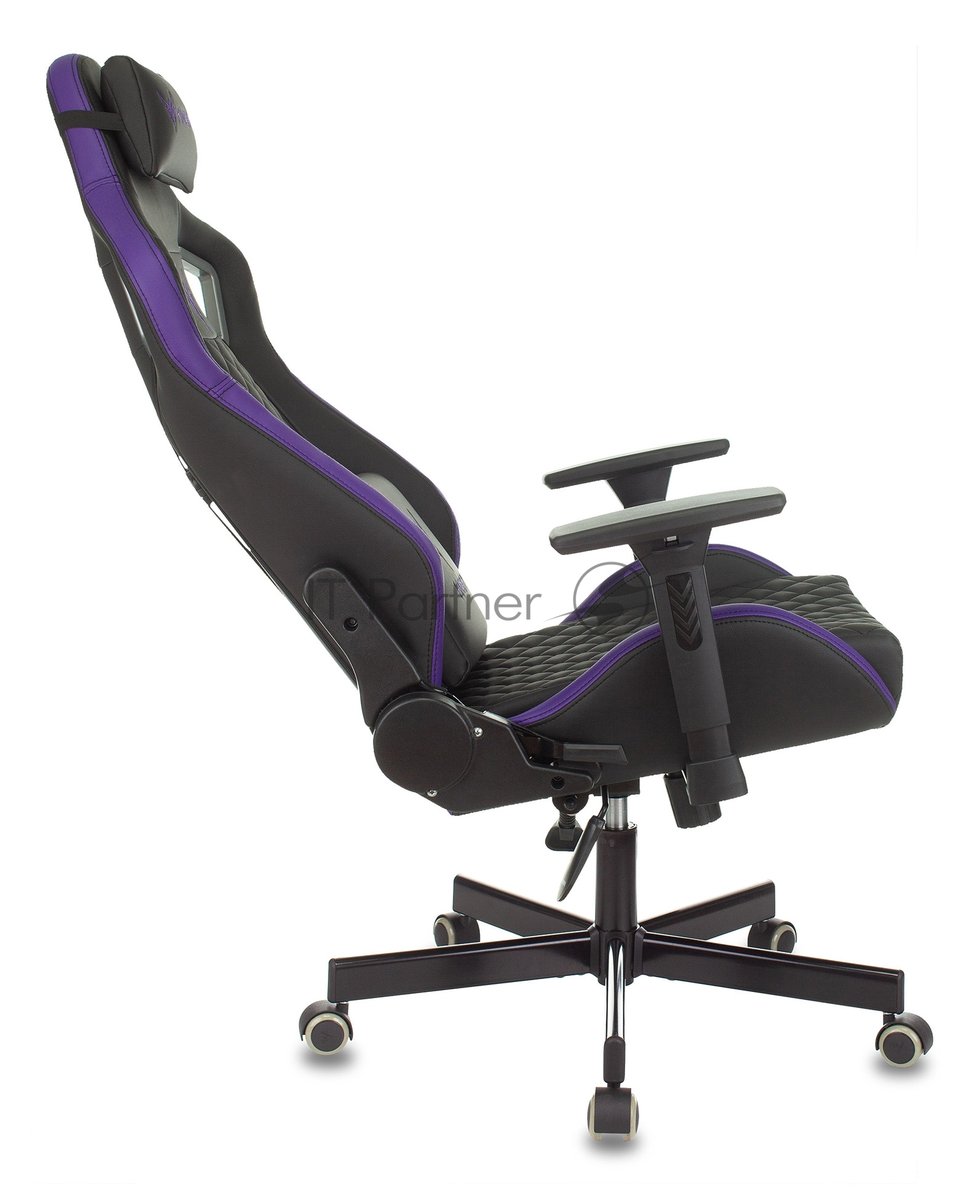 Кресло Knight OUTRIDER черный/фиолетовый, экокожа, 120 кг, механизм качания