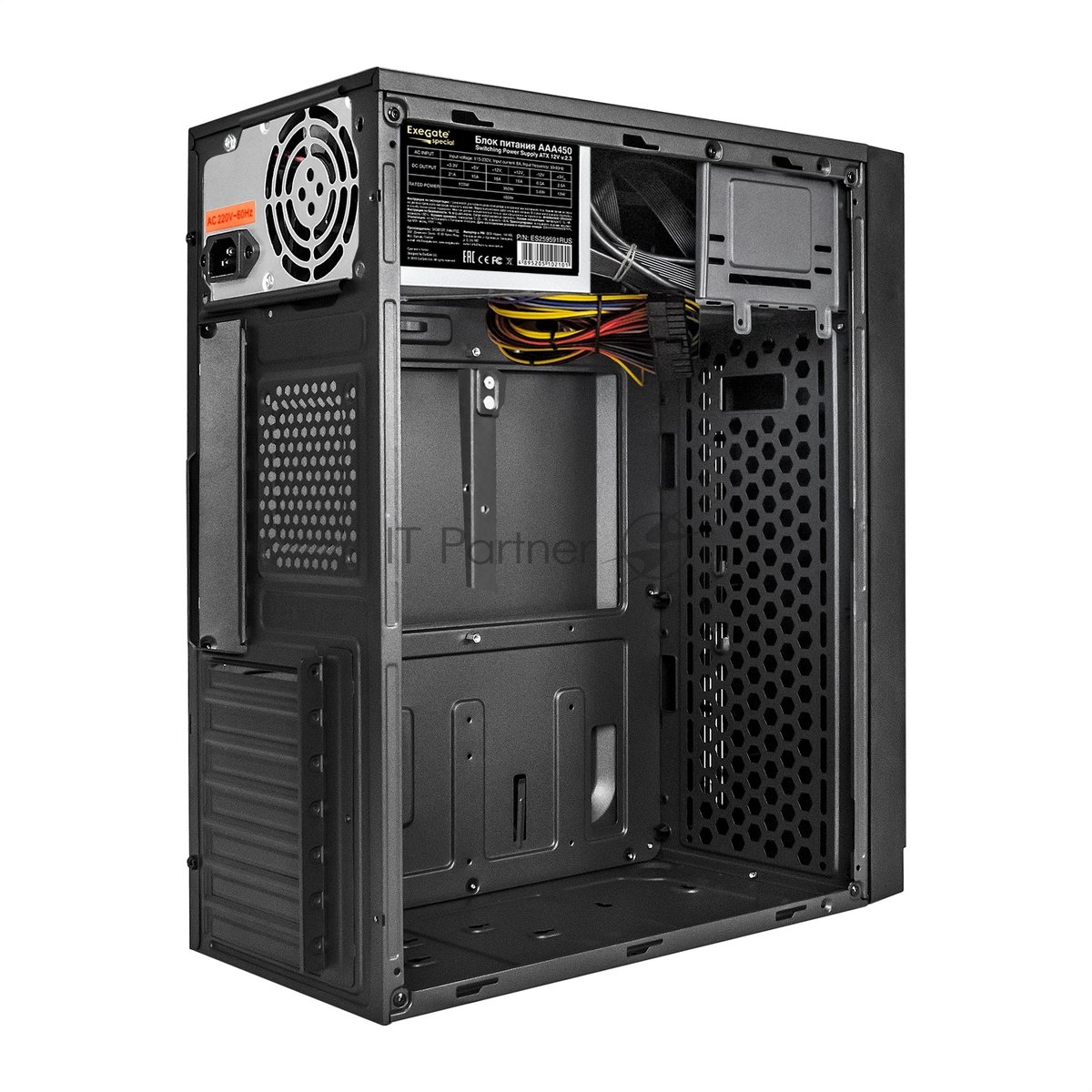 Компьютерный корпус Minitower ExeGate EX291147RUS BAA-105U2-01-AAA450 (mATX, БП AAA450 с вент. 8см, 2*USB+2*USB 3.0, аудио, черный)