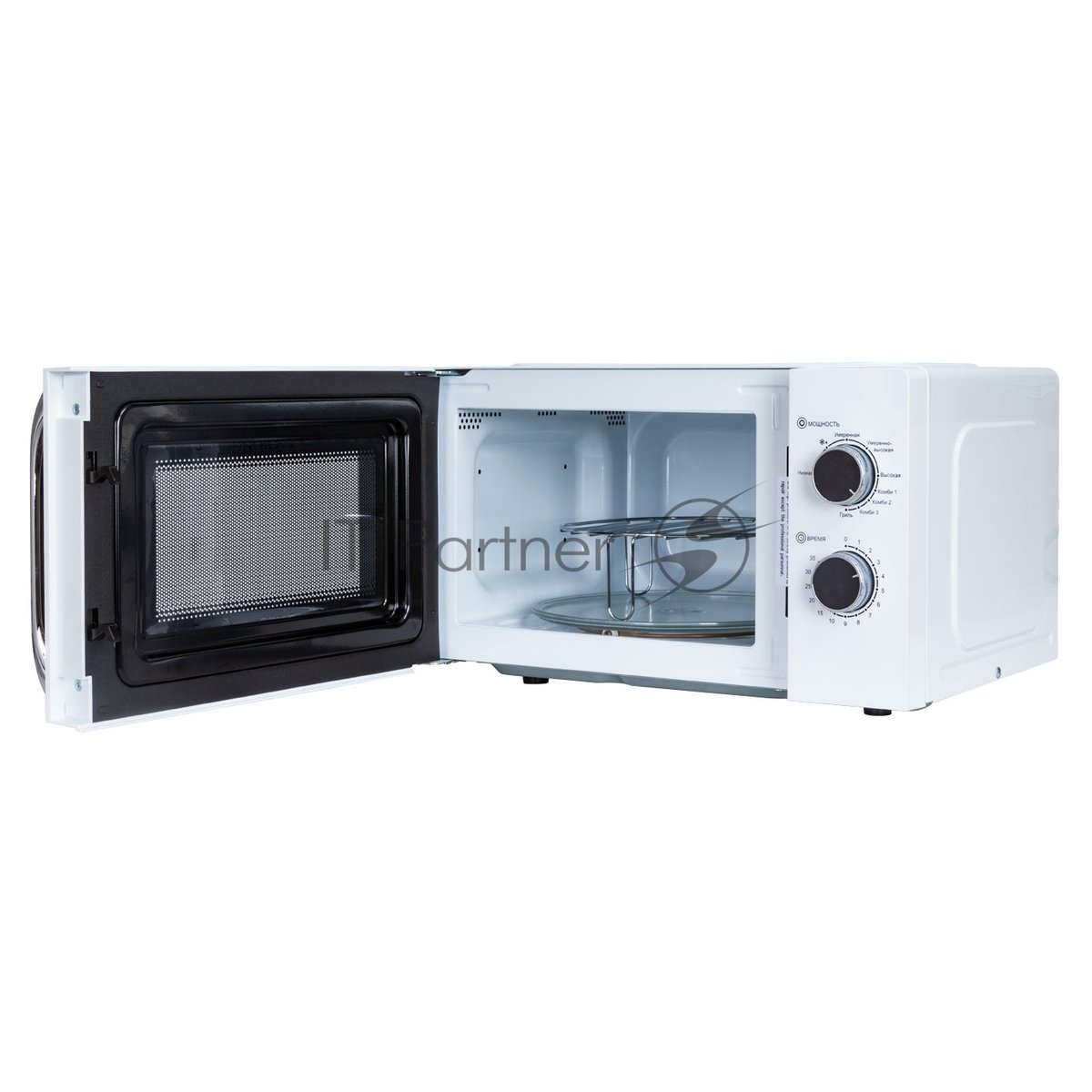 Микроволновая печь JVC JK-MW210MG белый, 20 л, 700 Вт, переключатели - поворотный механизм
