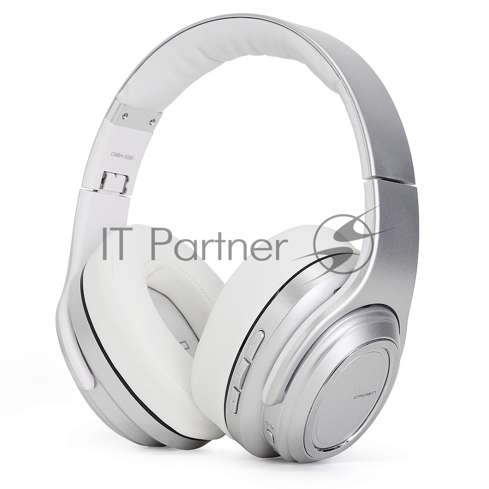Беспроводные/проводные наушники Crown CMBH-5050 серебристый, накладные, Bluetooth + проводной, складная конструкция, до 10 ч