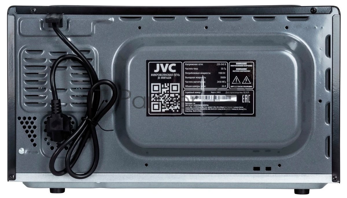 Микроволновая печь JVC JK-MW146M черный/серебристый, 20 л, 700 Вт, переключатели - поворотный механизм