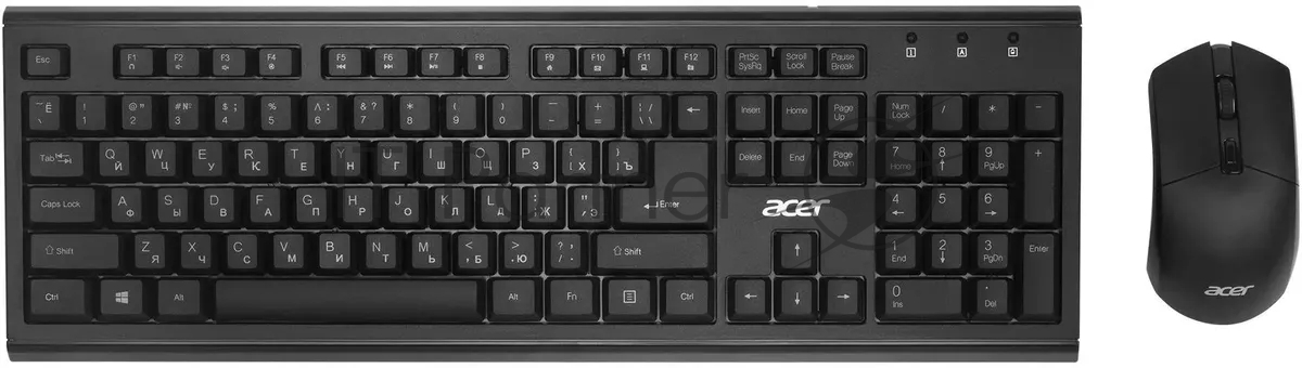 Комплект клавиатура+мышь Acer OKR120 беспроводной, USB, 1600 DPI, чёрный