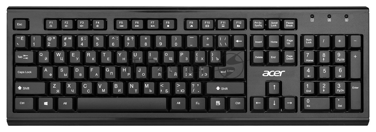 Комплект клавиатура+мышь Acer OKR120 беспроводной, USB, 1600 DPI, чёрный