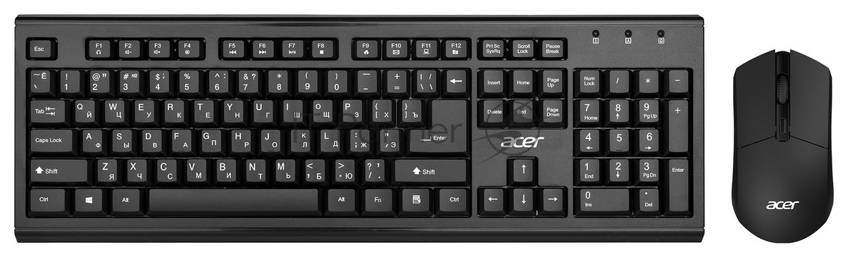 Комплект клавиатура+мышь Acer OKR120 беспроводной, USB, 1600 DPI, чёрный