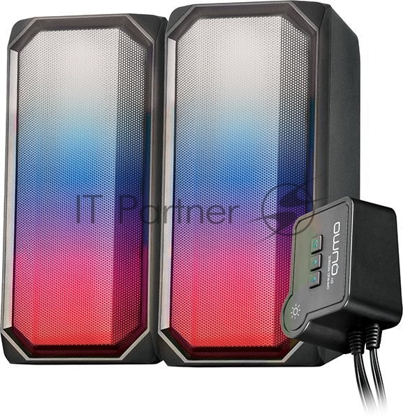 Акустическая система RGb 2.0 + Bluetooth, Qumo Charisma (ВТ 0054), 15ВТ, объемное звучание, отключаемая многорежимная RGb подсветка, USB+Jack 3,5мм