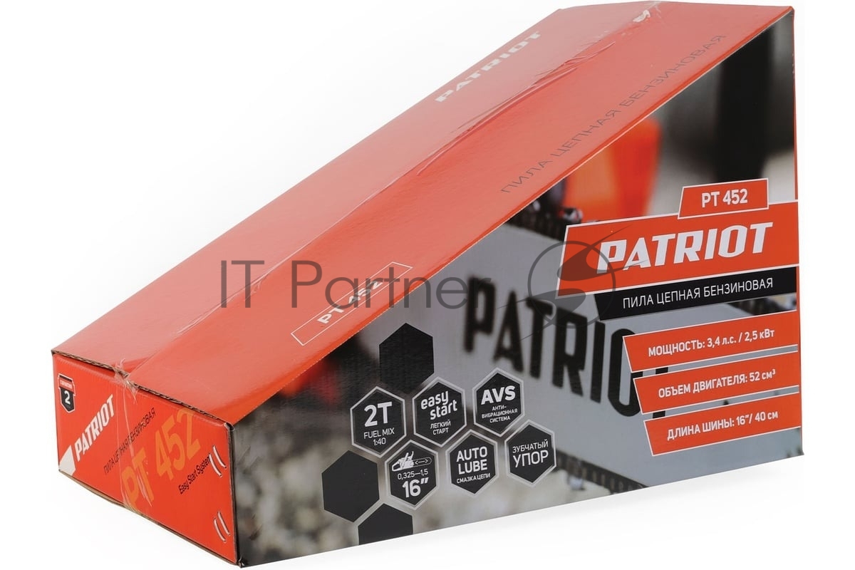 PATRIOT PT 452 Пила цепная бензиновая [220104452] { 3,4л.с., шина 16", Easy Start }