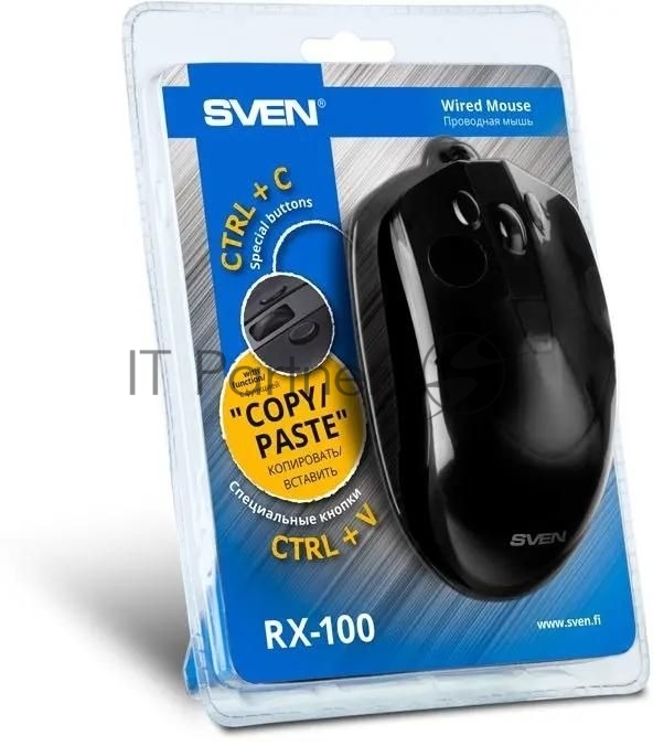 Мышь проводная SVEN RX-100 черный, 4000 dpi, USB, кнопки - 6