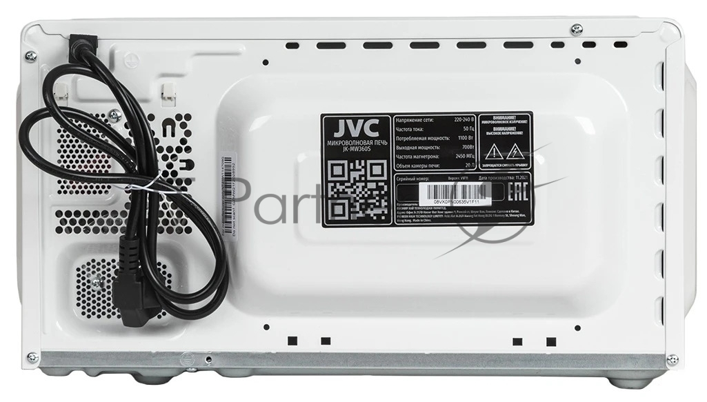 Микроволновая печь JVC JK-MW360S белый, 20 л, 700 Вт, переключатели - сенсор