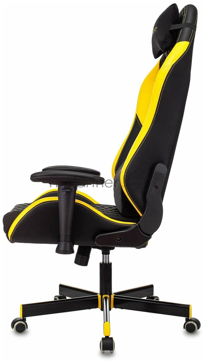 Кресло Knight Neon черный/желтый, экокожа, 120 кг, механизм качания