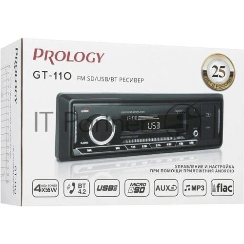 Автомагнитола Prology GT-110, 1 DIN, Bluetooth, USB Type-A, AUX