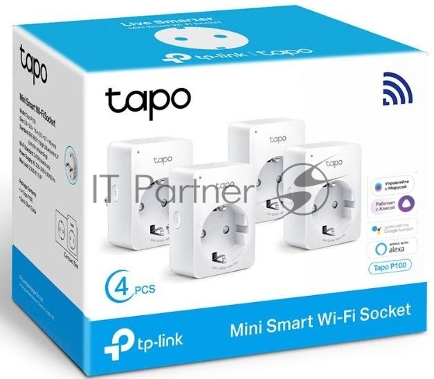 Умная розетка Mini Smart 2.4 GHz Wi-Fi Socket, 4 units, 220-240 V, Max Load 10 A, Bluetooth 4.2 (onboarding only)