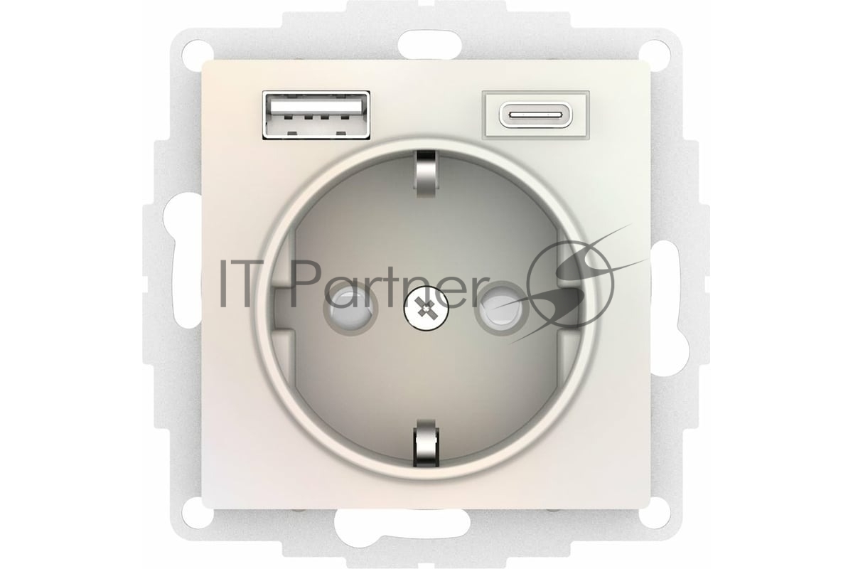Розетка 16А с USB A+C (5В/2,4А/3 А, 2х5В/1,5А), мех SE AtlasDesign жемчуг
