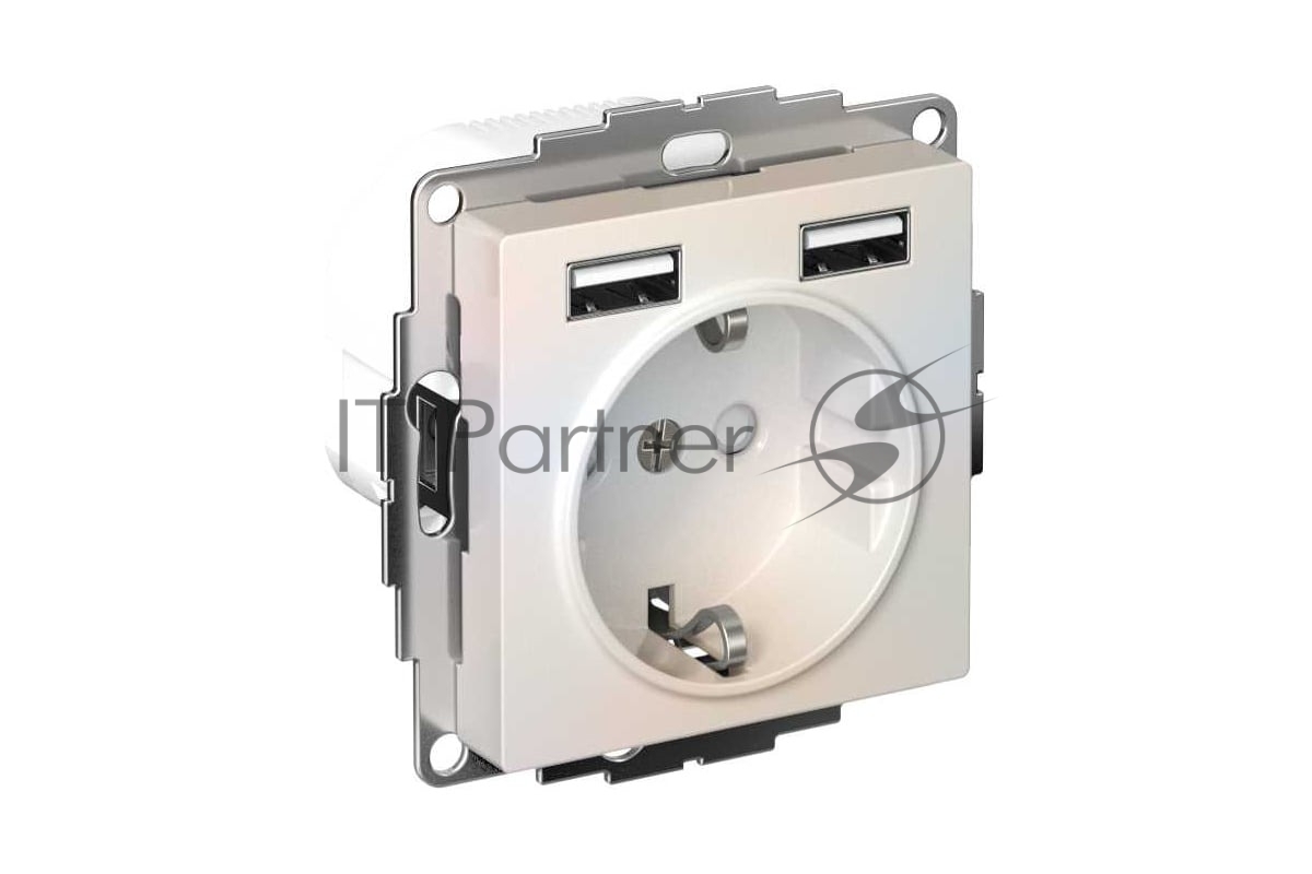 Розетка SE AtlasDesign Жемчуг SO + USB A+A, 5В/2,4А, 2х5В/1,2А, механизм