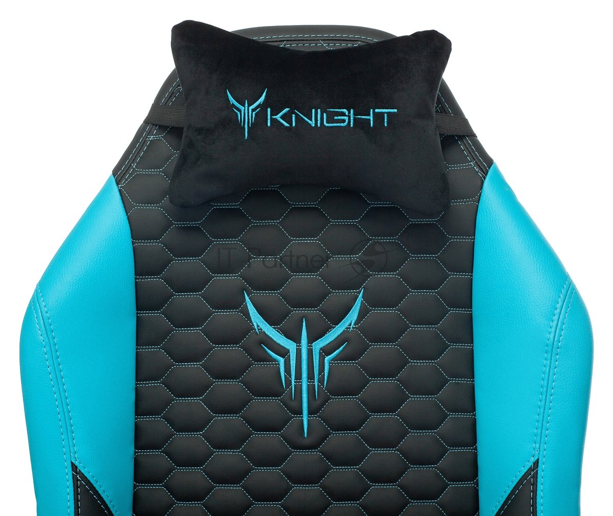 Кресло Knight Neon черный/голубой, экокожа, 120 кг, механизм качания