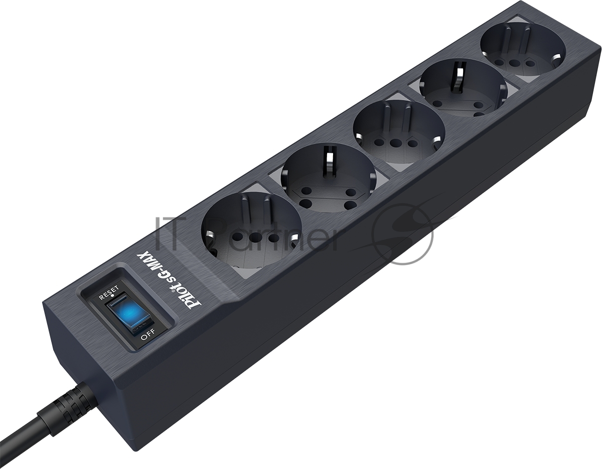 Сетевой фильтр Pilot sG-Max 5 outlets (GP), 15А/3.3 kVt, automatic circuit-breaker, 7 m, gfaphite