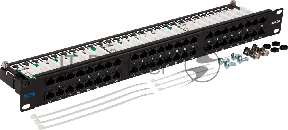 Патч-панель Lanmaster TWT-PP48/1U-U5E 19" 1U 48xRJ45 кат.5e UTP