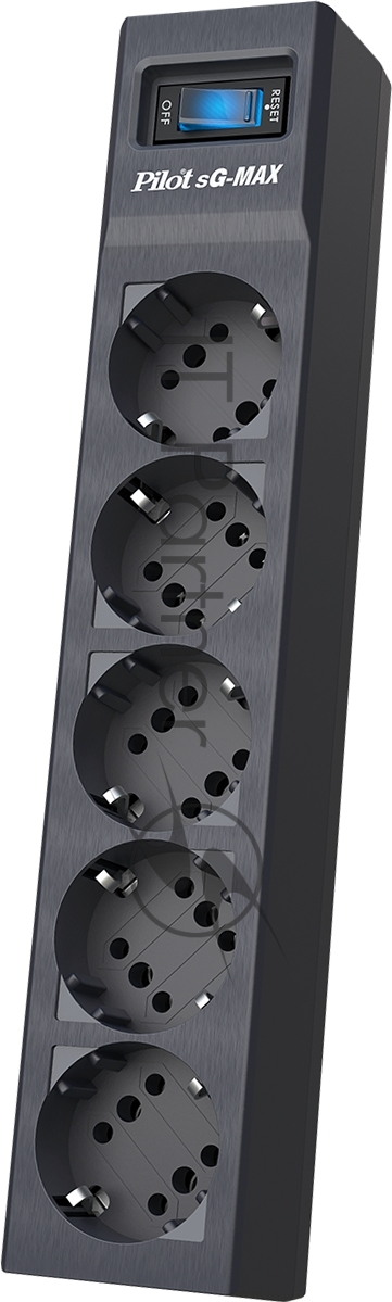 Сетевой фильтр Pilot sG-Max 5 outlets (GP), 15А/3.3 kVt, automatic circuit-breaker, 7 m, gfaphite