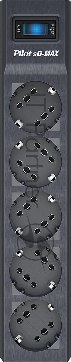 Сетевой фильтр Pilot sG-Max 5 outlets (GP), 15А/3.3 kVt, automatic circuit-breaker, 7 m, gfaphite