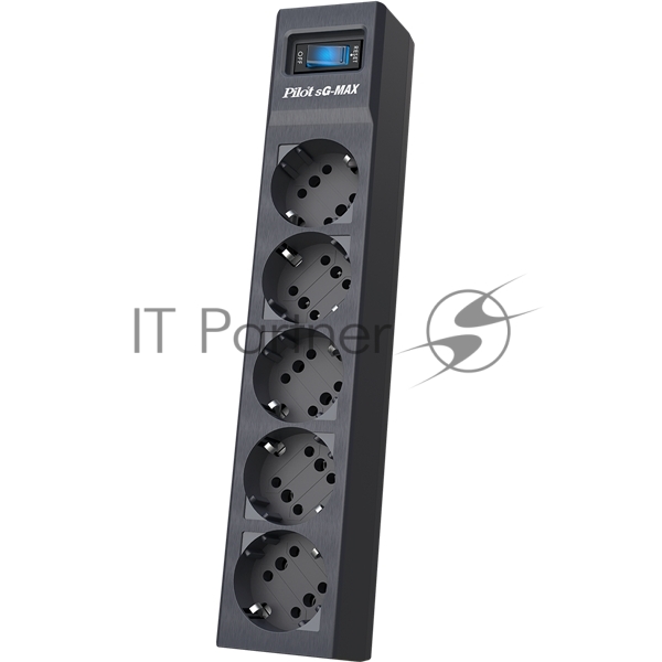 Сетевой фильтр Pilot sG-Max 5 outlets (GP), 15А/3.3 kVt, automatic circuit-breaker, 1.8 m, gfaphite